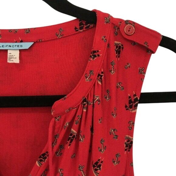 Anthropologie Leifnotes Red Nautical Anchor Print Sleeveless Short Dress Size XS - Picture 10 of 12